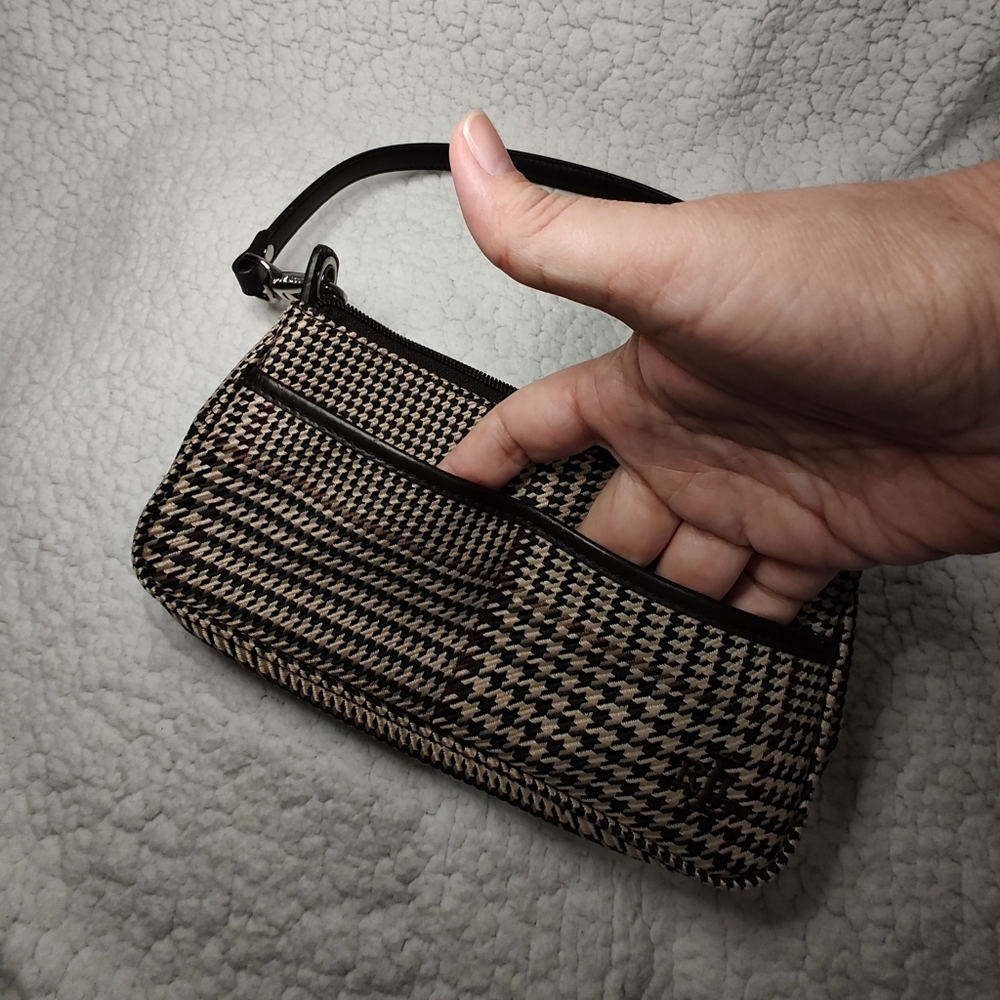 Vintage Ralph Lauren Houndstooth plaid brown mini bag purse. Like new condition - Picture 2 of 9